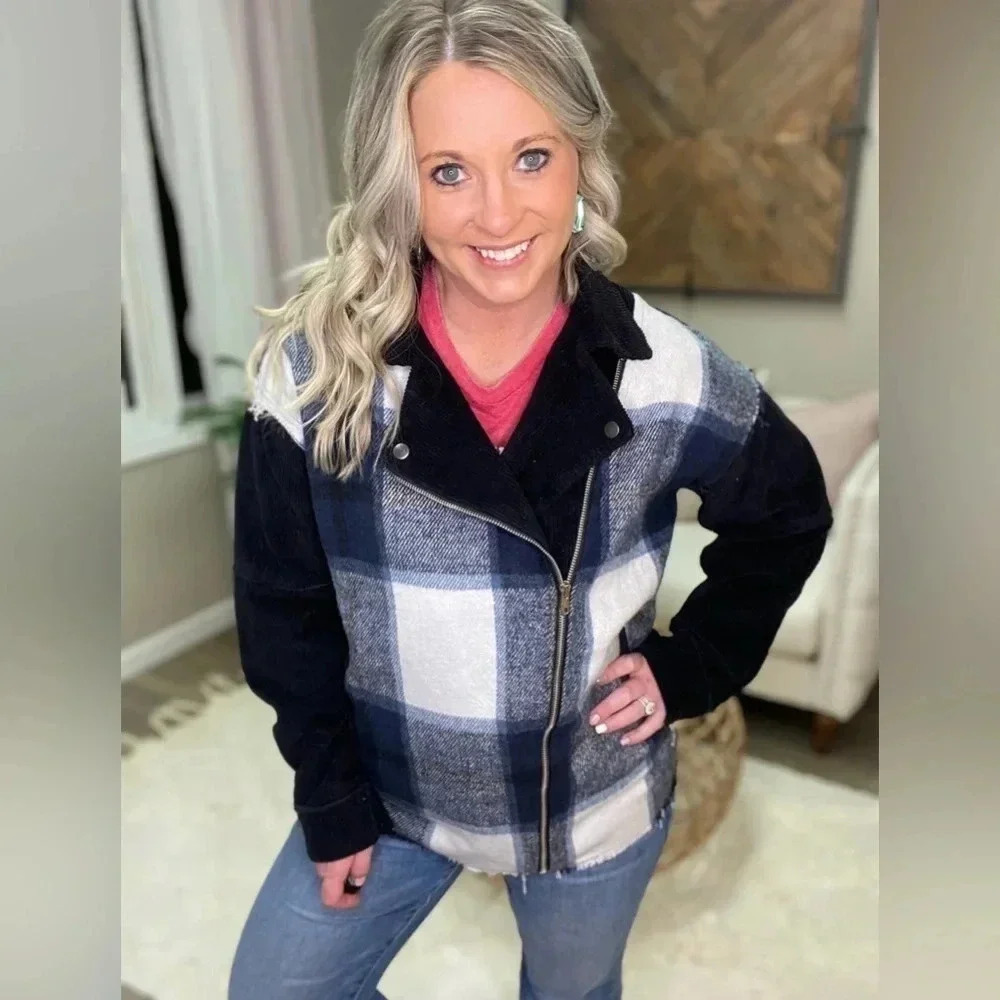 Boutique POL Corded and Plaid Jacket - Size Large - Picture 3 of 12